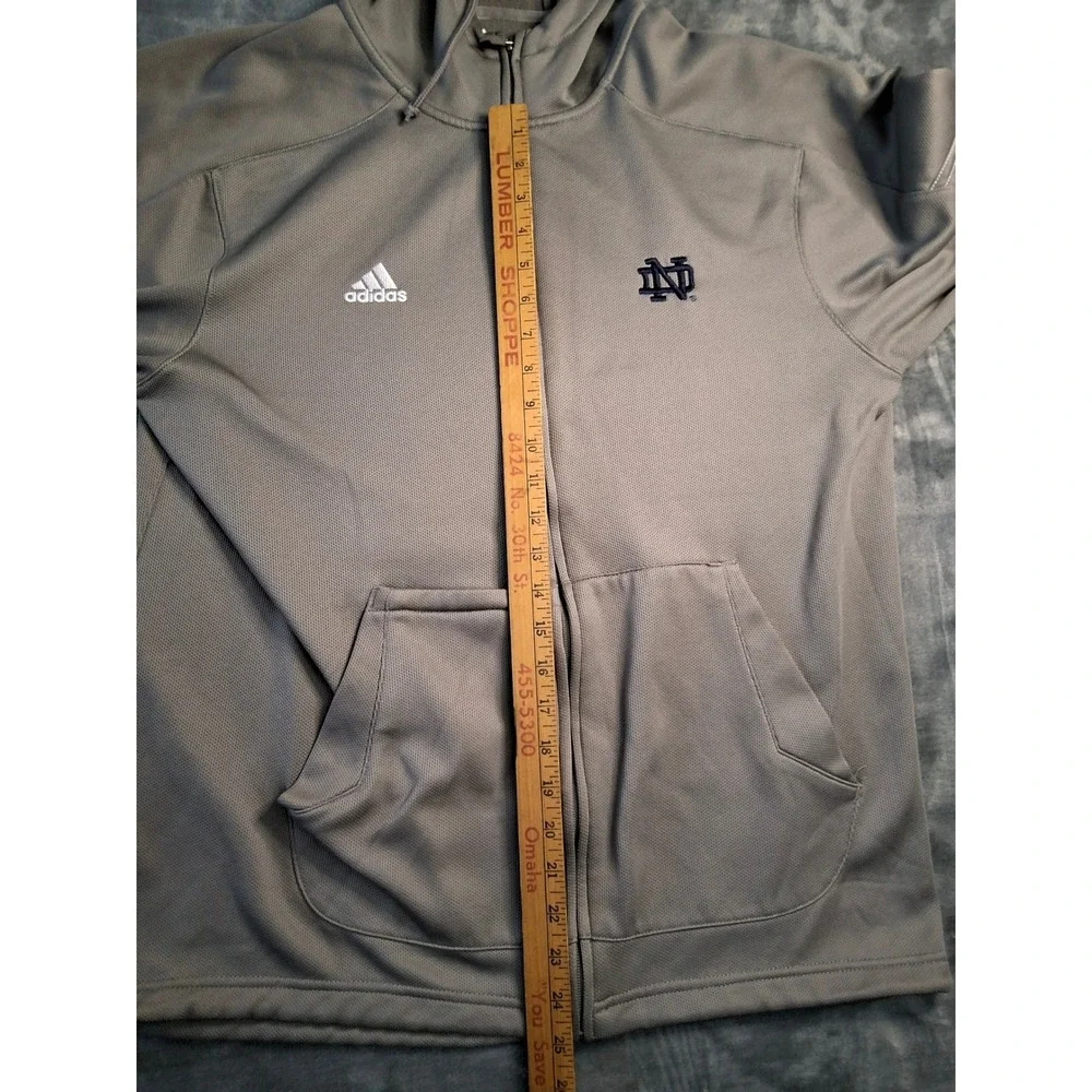 Adidas Mens Notre Dame Fighting Irish ClimaWarm Full‎ Zip Hoodie Gray Size M